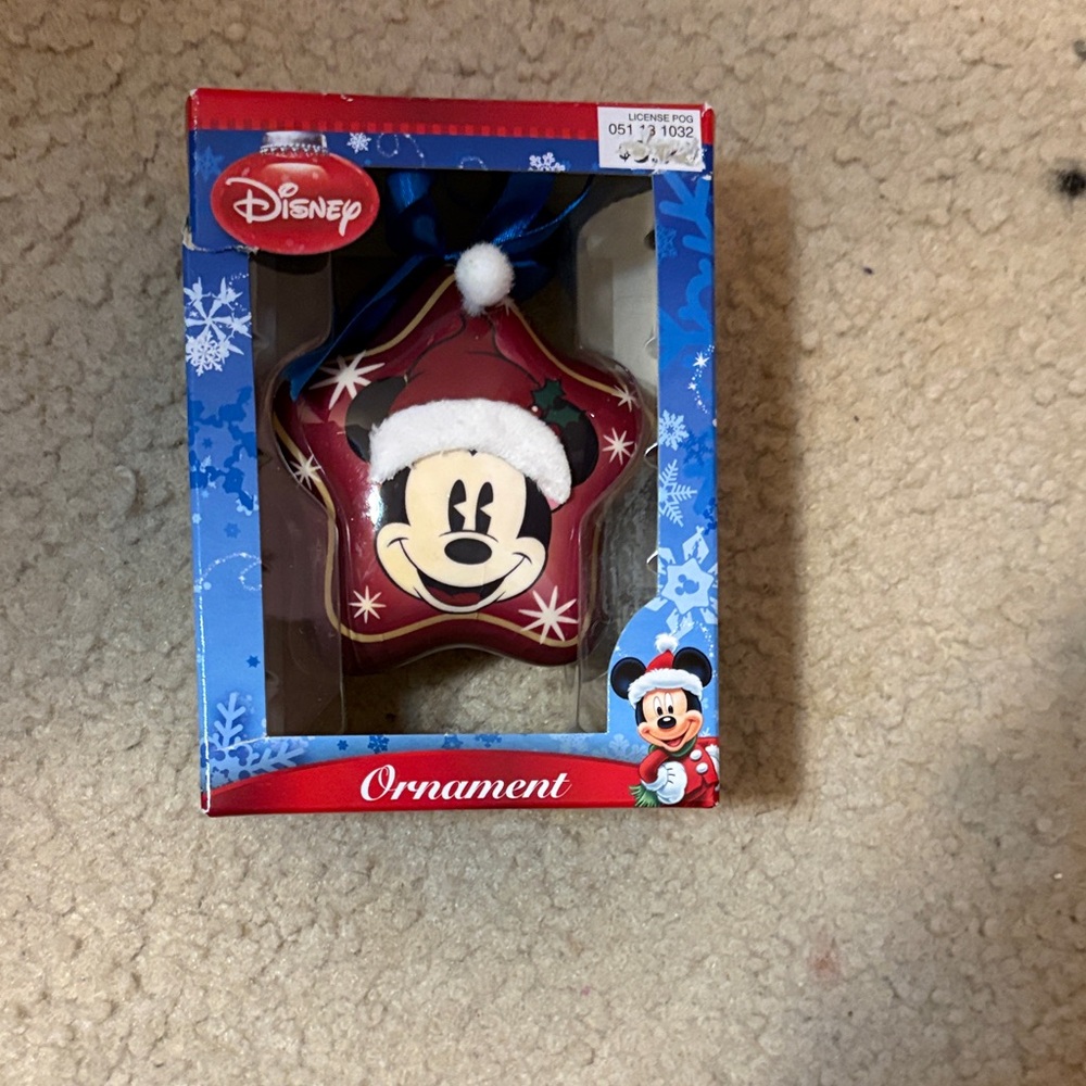 Disney Red and White Mickey Mouse Star Ornament - 3in tall